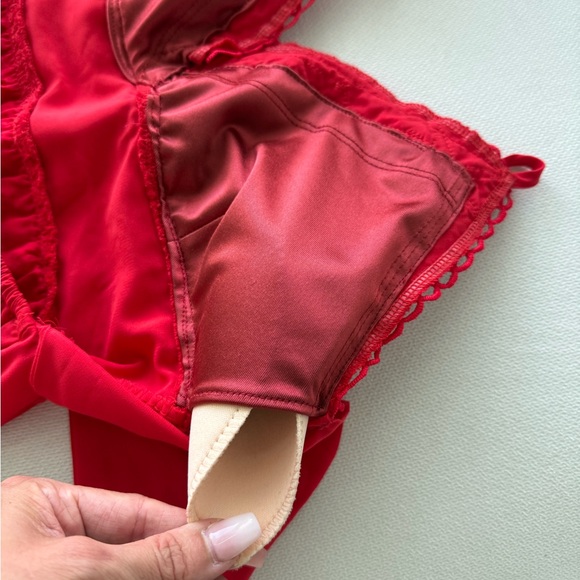 Red Lace Trim Party Summer Dress Xs - Picture 7 of 7